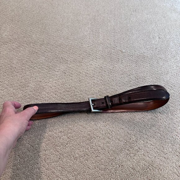 Coach Leather Belt Size 36 Classic Dark Brown Contrast Stitch Nickel Hardware - Picture 5 of 12